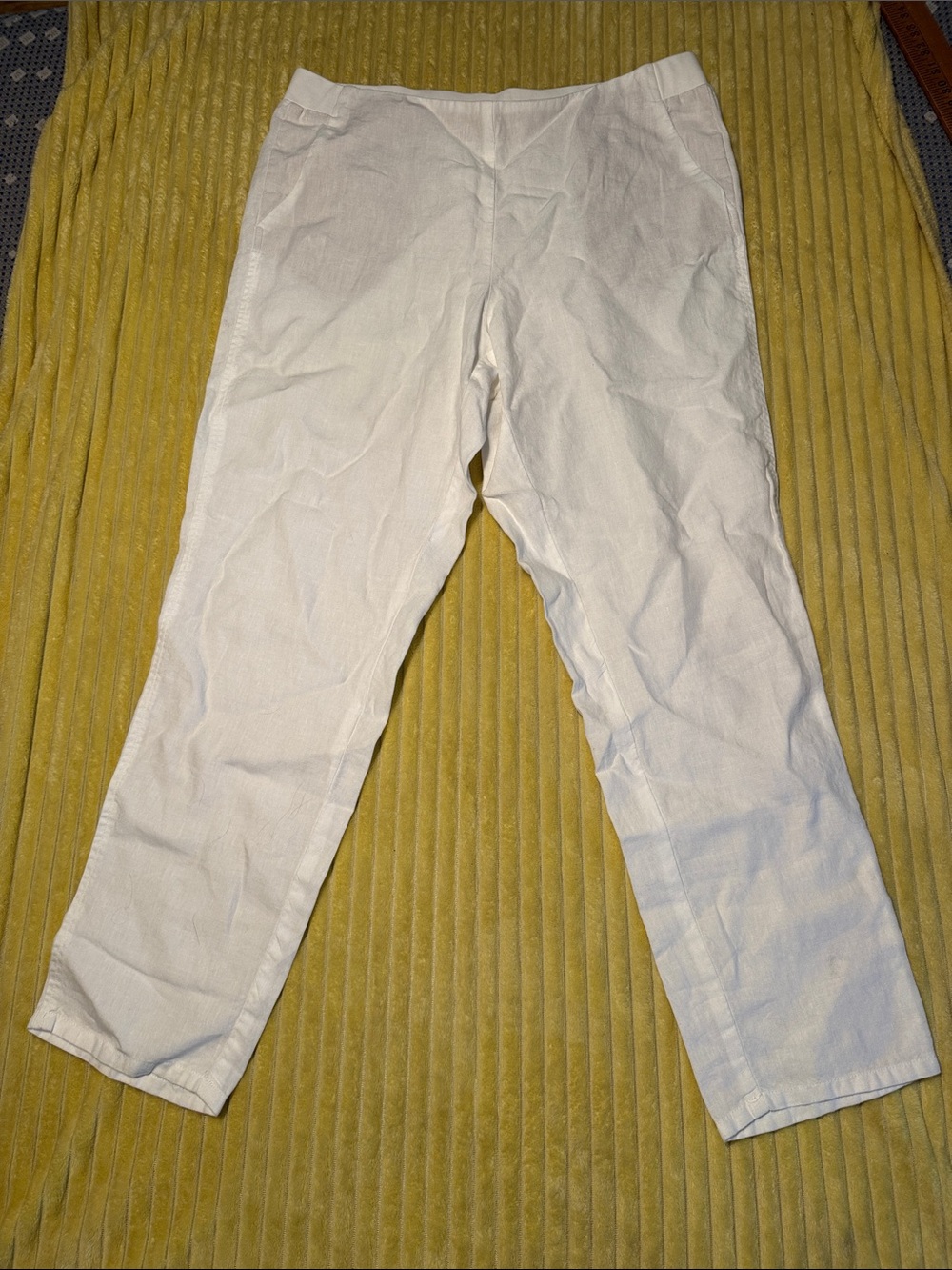 J. Jill White Linen-Blend Chinos - Slim Tapered